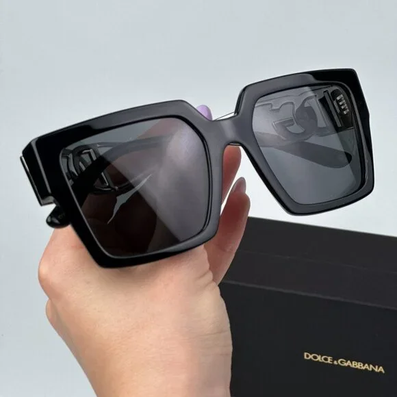 DG UV PROTECTED Black Sunglasses with Silver Accents VINTAGE Dolce & Gabbana BLACK DG Rhinestone Sunglasses DG  main image 3